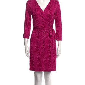 Diane Von Furstenberg Fuchsia Long Sleeve Dress size L